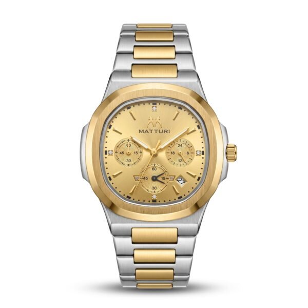 MATTURI Two-Tone Gold Dial Stainless Steel Style Watch